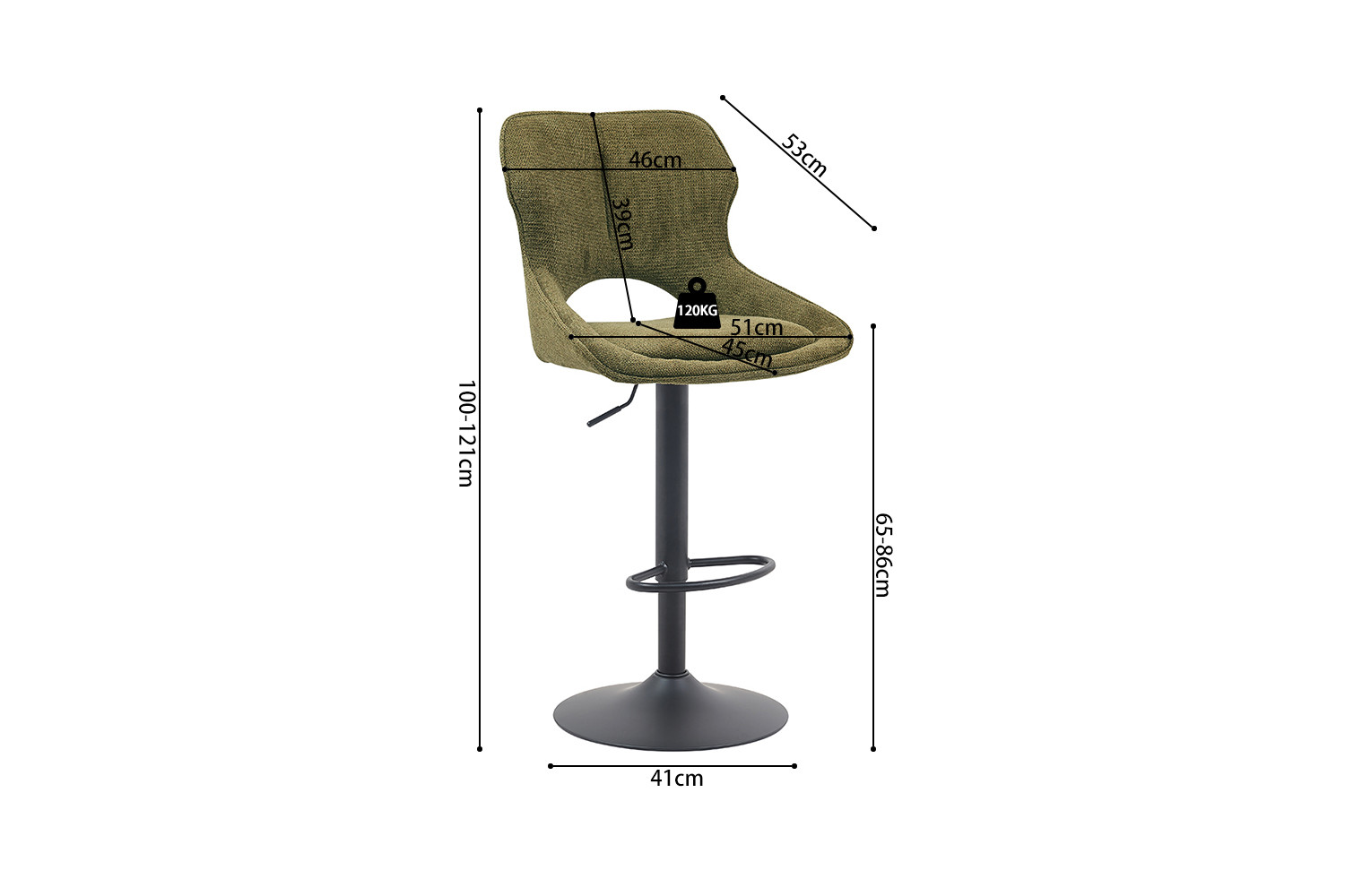 Chaise de bar 'Mori' Tissu Ote Share 353 Vert – Image 11