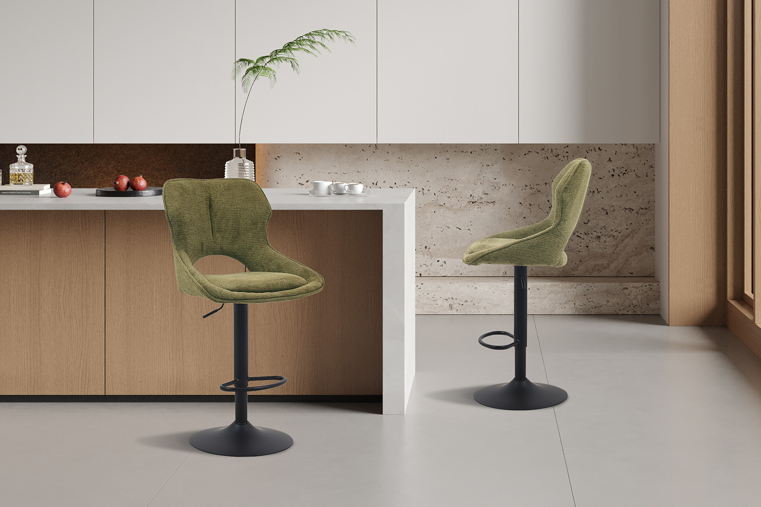 Chaise de bar 'Mori' Tissu Ote Share 353 Vert – Image 3