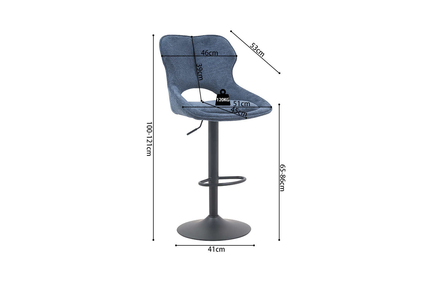 Chaise de bar 'Mori' Tissu Ote Share 315 Bleu – Image 11