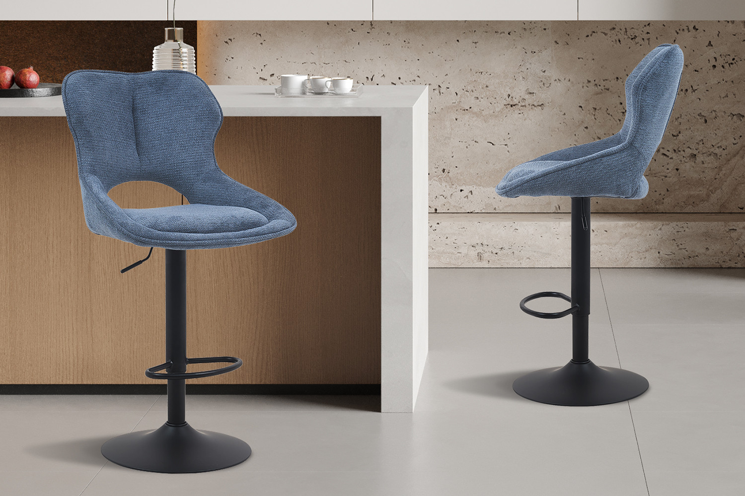 Chaise de bar 'Mori' Tissu Ote Share 315 Bleu
