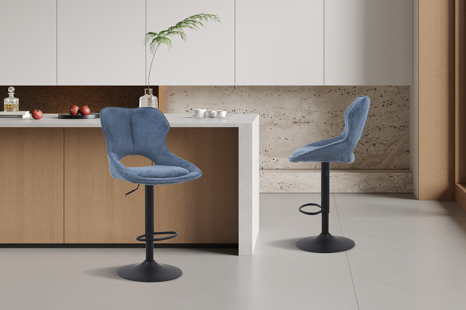 Chaise de bar 'Mori' Tissu Ote Share 315 Bleu – Image 3