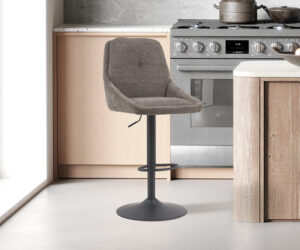 Alternative view of Chaise de bar 'Sabine' Tissu Ote Sea 456 Pivotant Gris