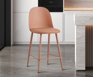 Alternative view of Chaise de comptoir 'Jasmin' Assise PP Coussin PU Terracotta
