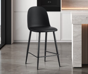 Alternative view of Chaise de comptoir 'Jasmin' Assise PP Coussin PU Noir