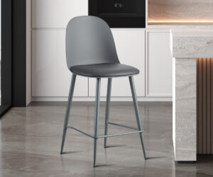 Alternative view of Chaise de comptoir 'Jasmin' Assise PP Coussin PU Gris