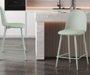 Chaise de comptoir 'Jasmin' Assise PP Coussin PU Gris-vert