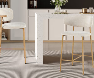Chaise de comptoir 'Coco' Naturel - Tissu Raven 24 Beige