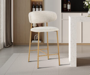 Alternative view of Chaise de comptoir 'Coco' Naturel - Tissu Raven 24 Beige