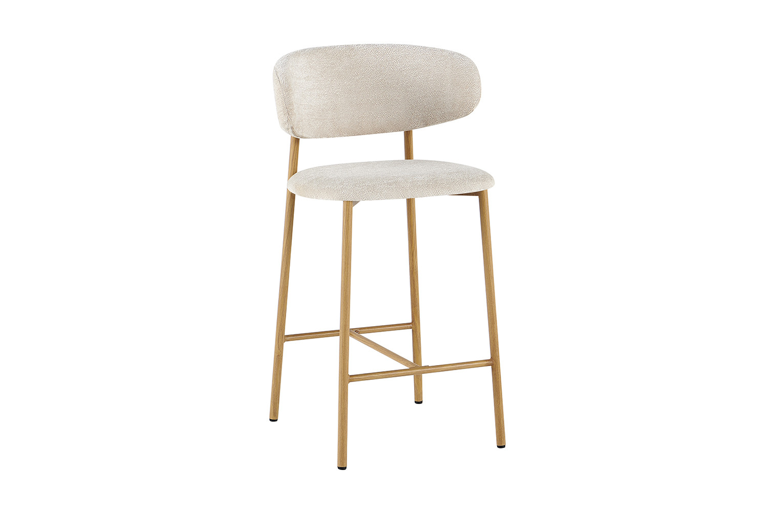 Chaise de comptoir 'Coco' Naturel - Tissu Raven 24 Beige – Image 5