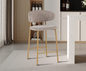 Alternative view of Chaise de comptoir 'Coco' Naturel - Tissu Raven 30 Sable