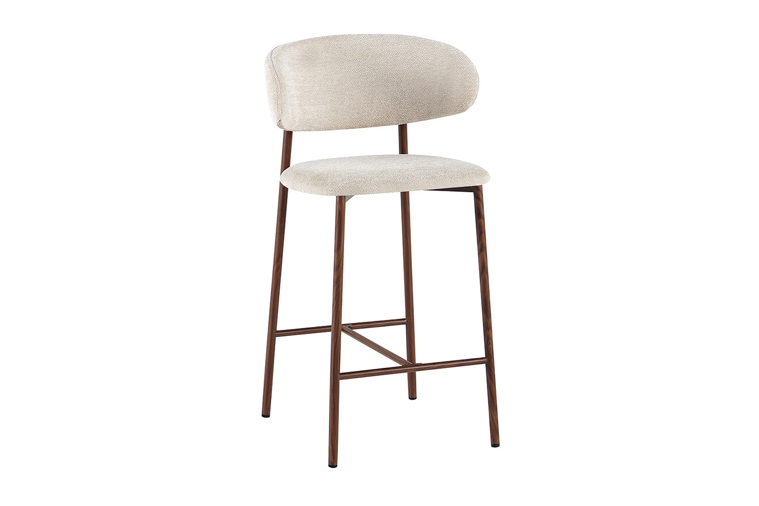 Chaise de comptoir 'Coco' Noyer - Tissu Raven 24 Beige – Image 5