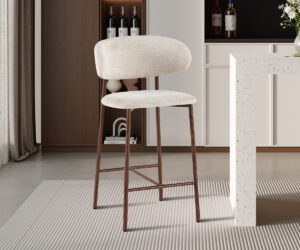 Alternative view of Chaise de comptoir 'Coco' Noyer - Tissu Raven 24 Beige