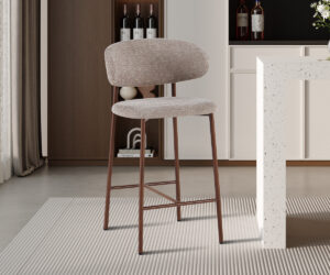 Alternative view of Chaise de comptoir 'Coco' Noyer - Tissu Raven 30 Sable
