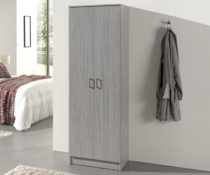 Armoire de rangement 'Ray' 2 portes et 4 étagères Chêne gris