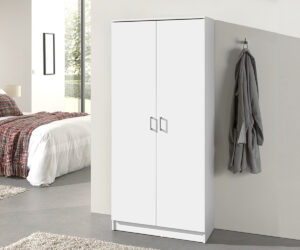 Armoire de rangement 'Ray' 2 portes et 4 étagères Blanc