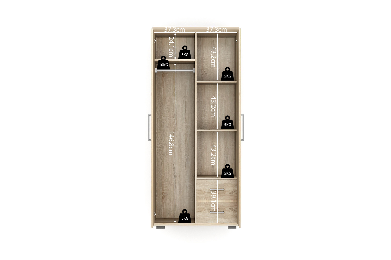 Armoire 'Mike' 2 portes Sonoma – Image 6