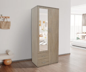 Armoire 'Marc' 2 portes avec miroir Sonoma