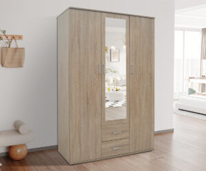 Armoire 'Marc' 3 portes avec miroir Sonoma