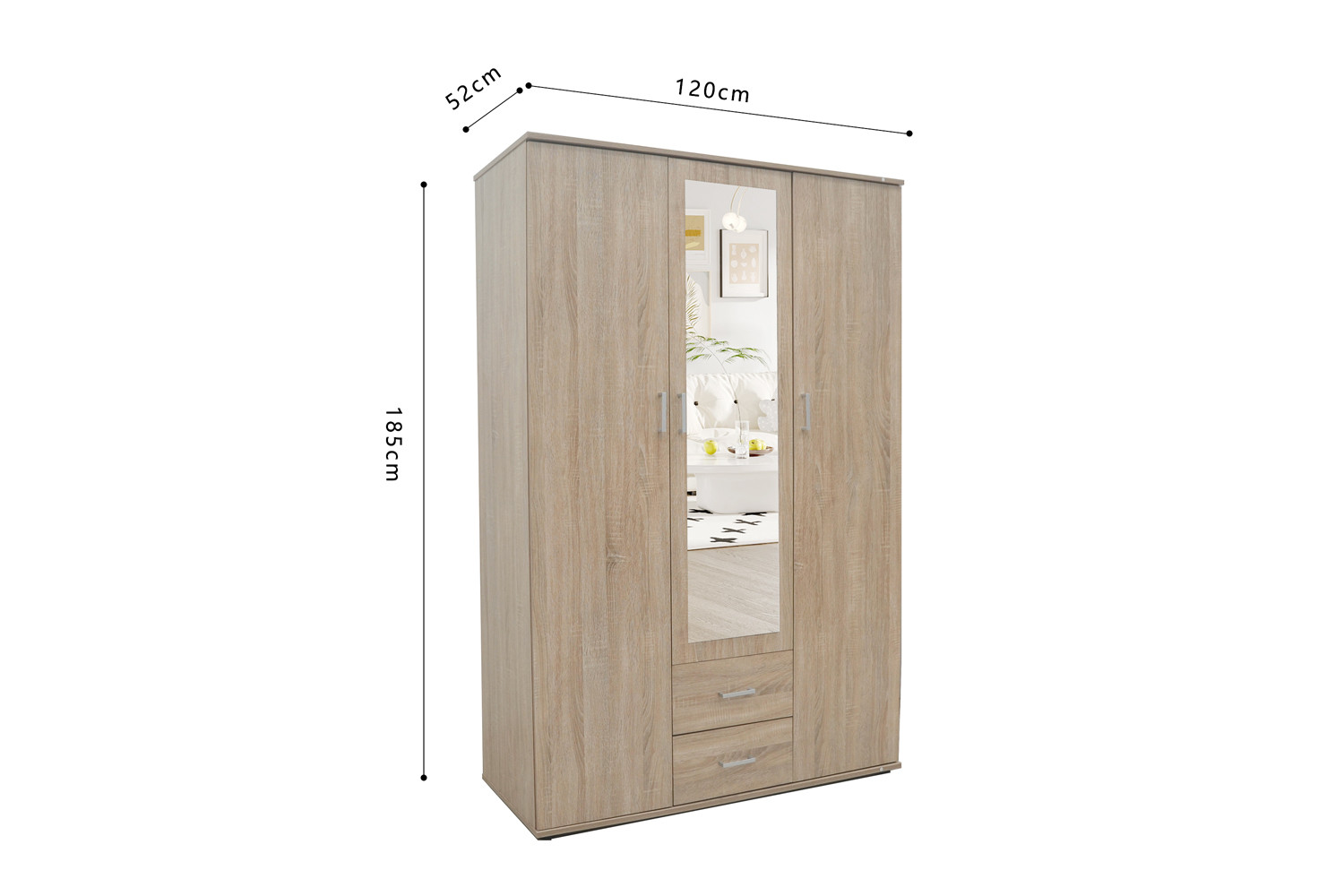Armoire 'Marc' 3 portes avec miroir Sonoma – Image 8