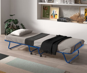 Lit pliable 'Safari' 80x190 cm métal bleu