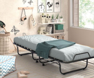 Lit pliable 'Bruxelles' 90x200 cm métal Noir