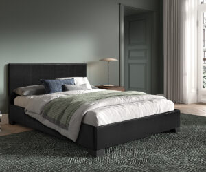 Alternative view of Lit 'Roma' 140x200 avec sommier PU Noir