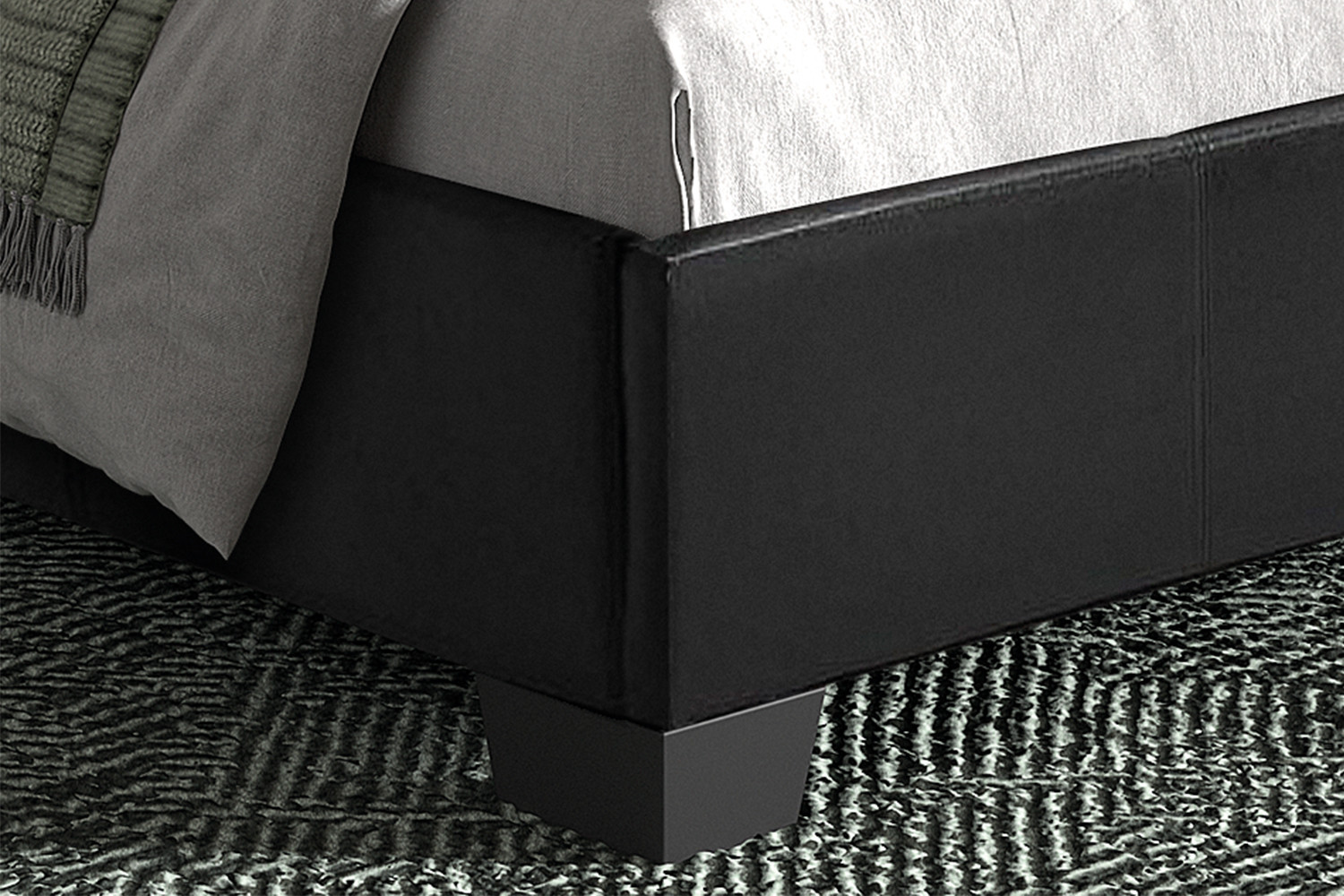 Lit 'Roma' 140x200 avec sommier PU Noir – Image 4