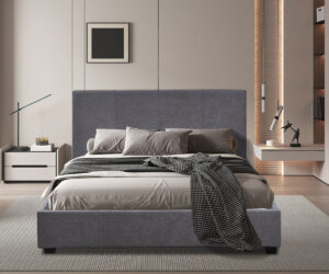 Lit 'Roma' 140x200 avec sommier Tissu Gris