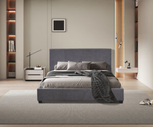 Alternative view of Lit 'Roma' 140x200 avec sommier Tissu Gris