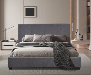 Lit 'Roma' 160x200 avec sommier Tissu Gris