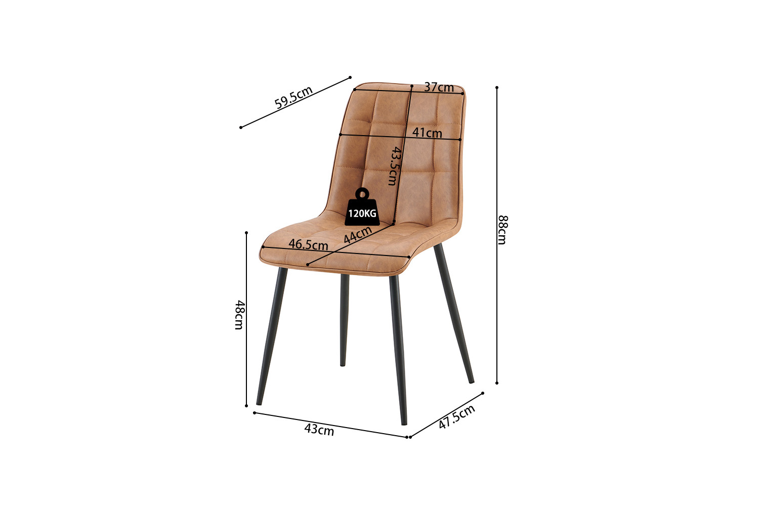 Chaise 'Furas' Vintage PU Cognac – Image 10