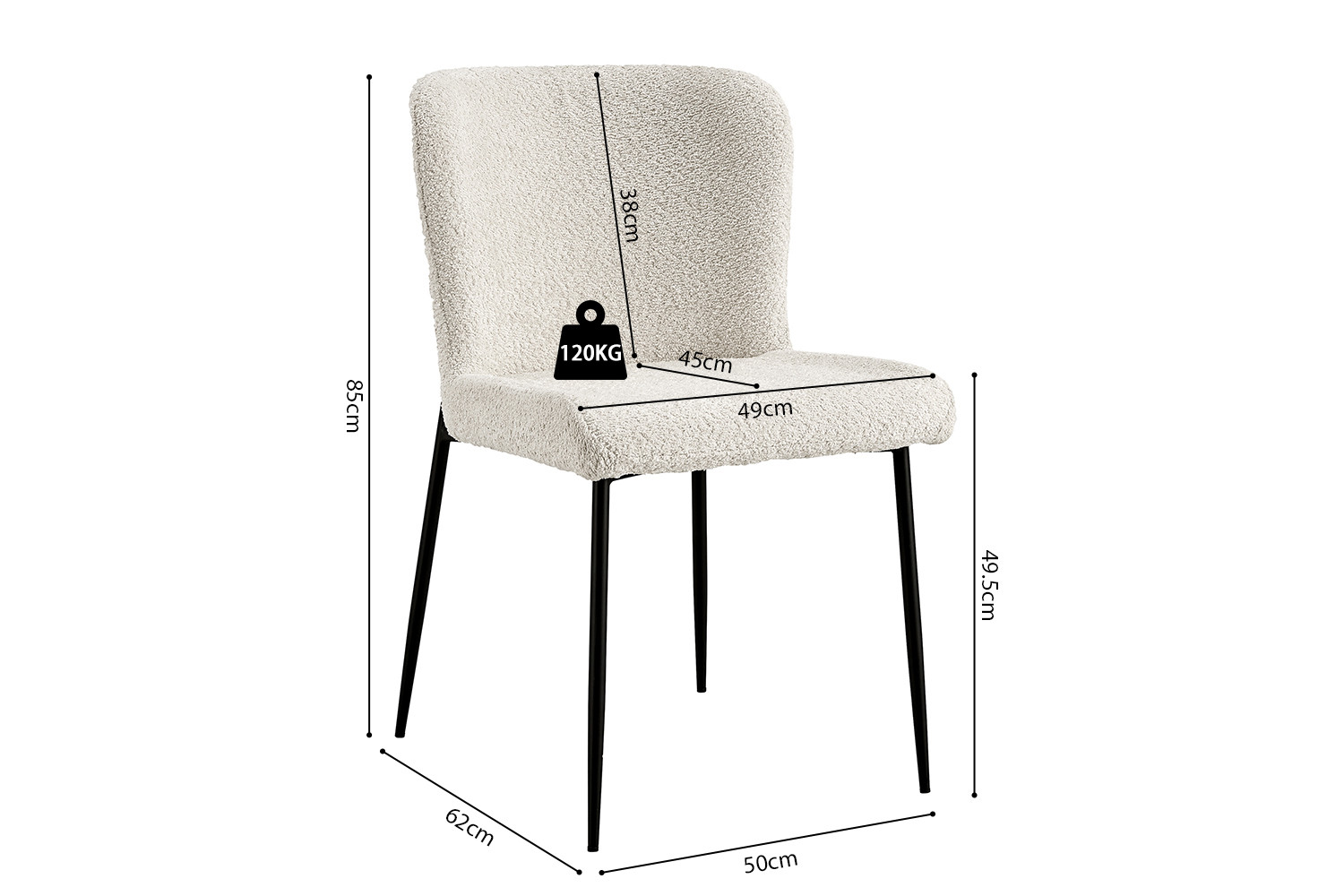 Chaise 'Lisa' Bouclé Ecru – Image 9