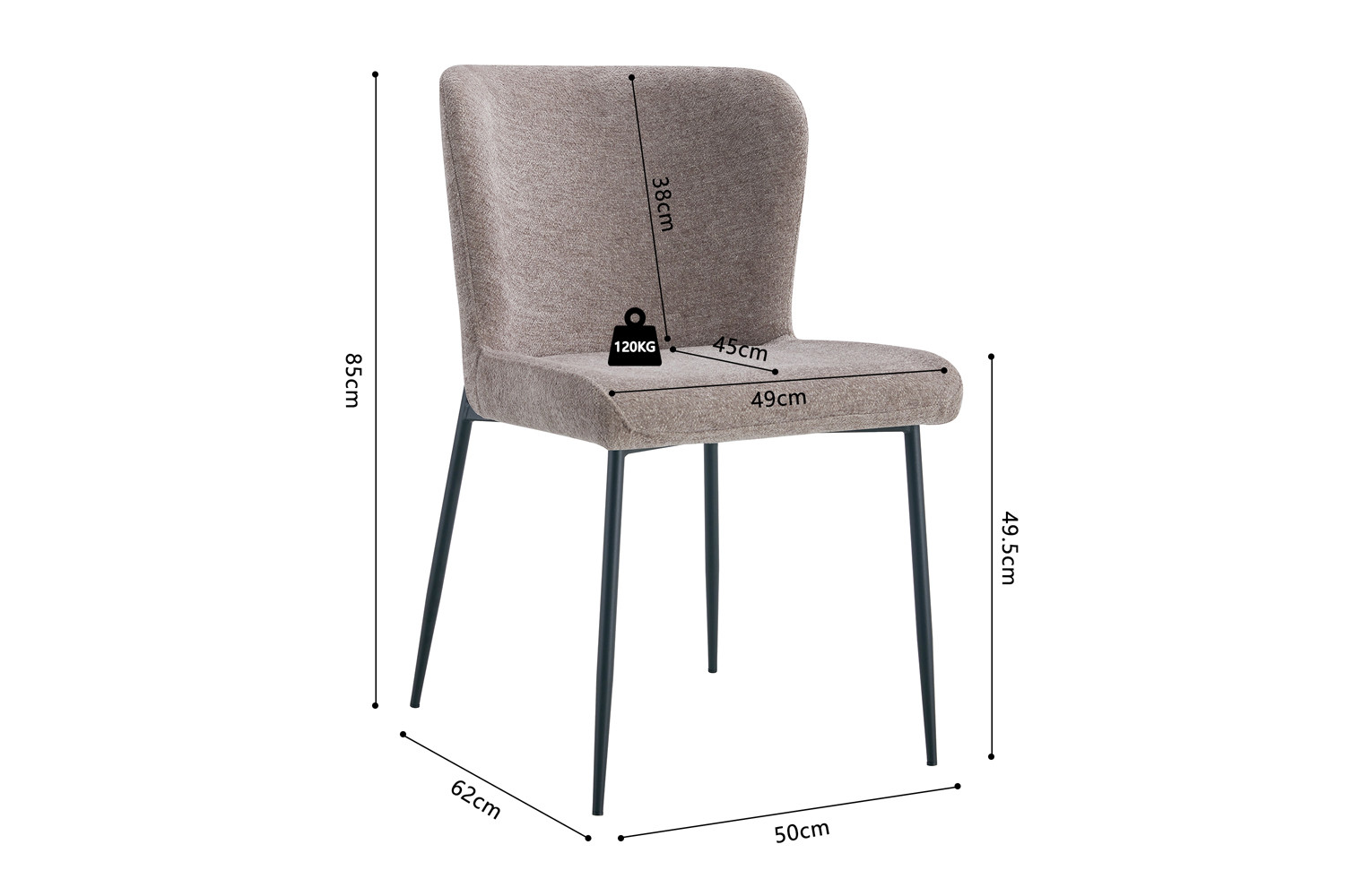 Chaise 'Lisa' Tissu Fabb Raven 30 Sand – Image 9