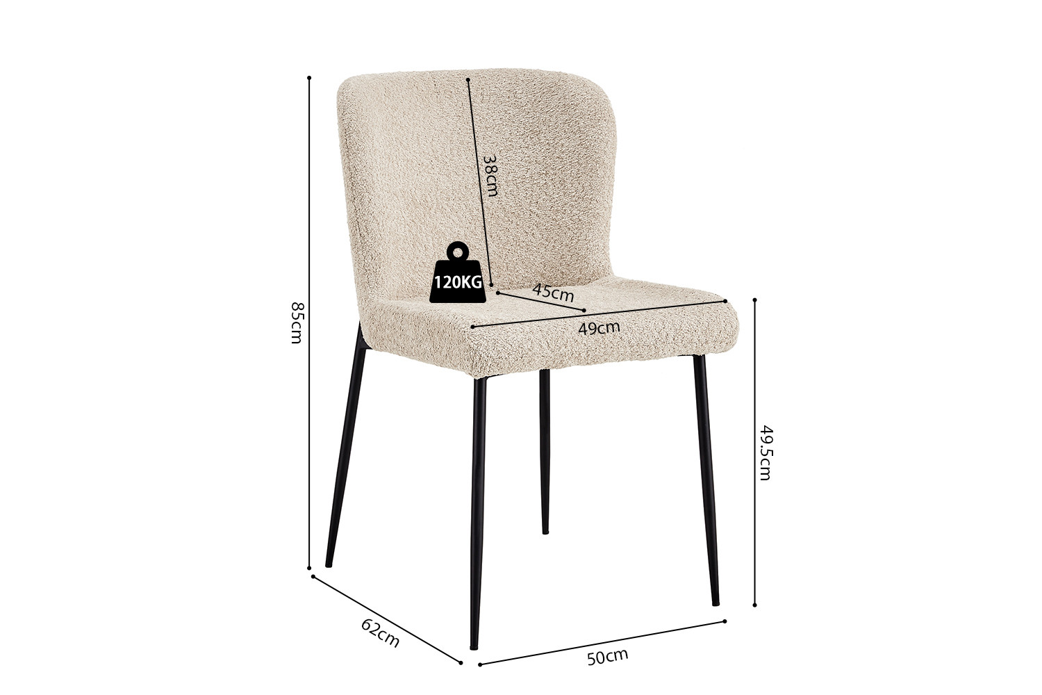 Chaise 'Lisa' Bouclé Beige – Image 9