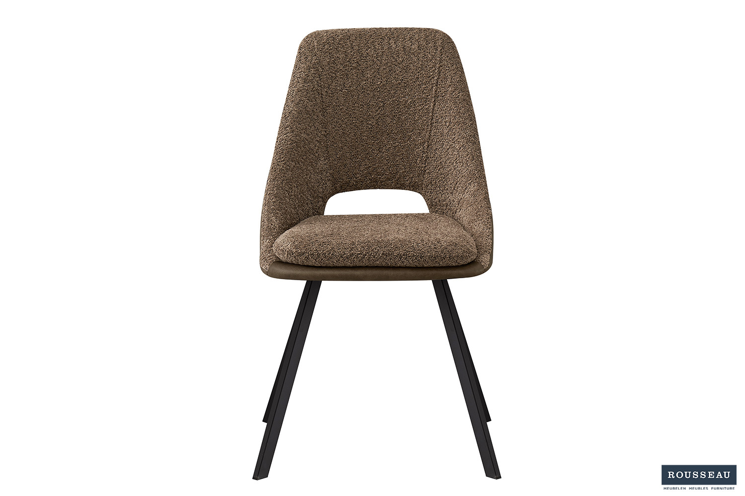 Chaise 'Filou' Bouclé Sable Dos PU Brun – Image 3