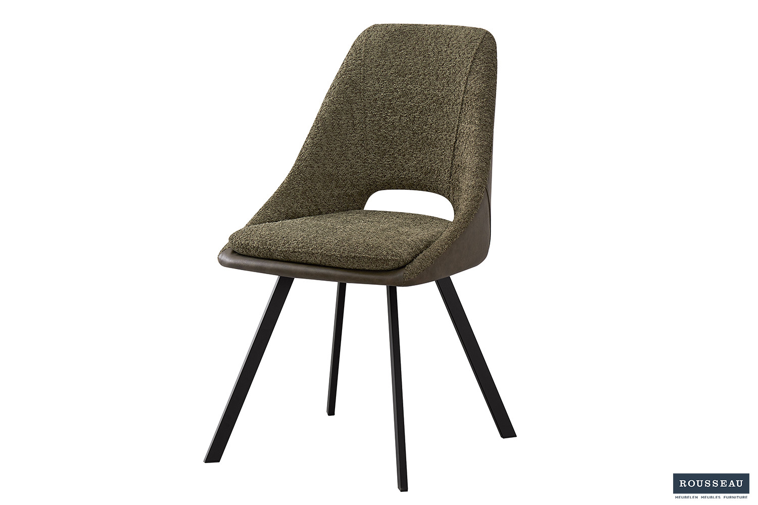 Chaise 'Filou' Bouclé Vert Dos PU Vert foncé – Image 4
