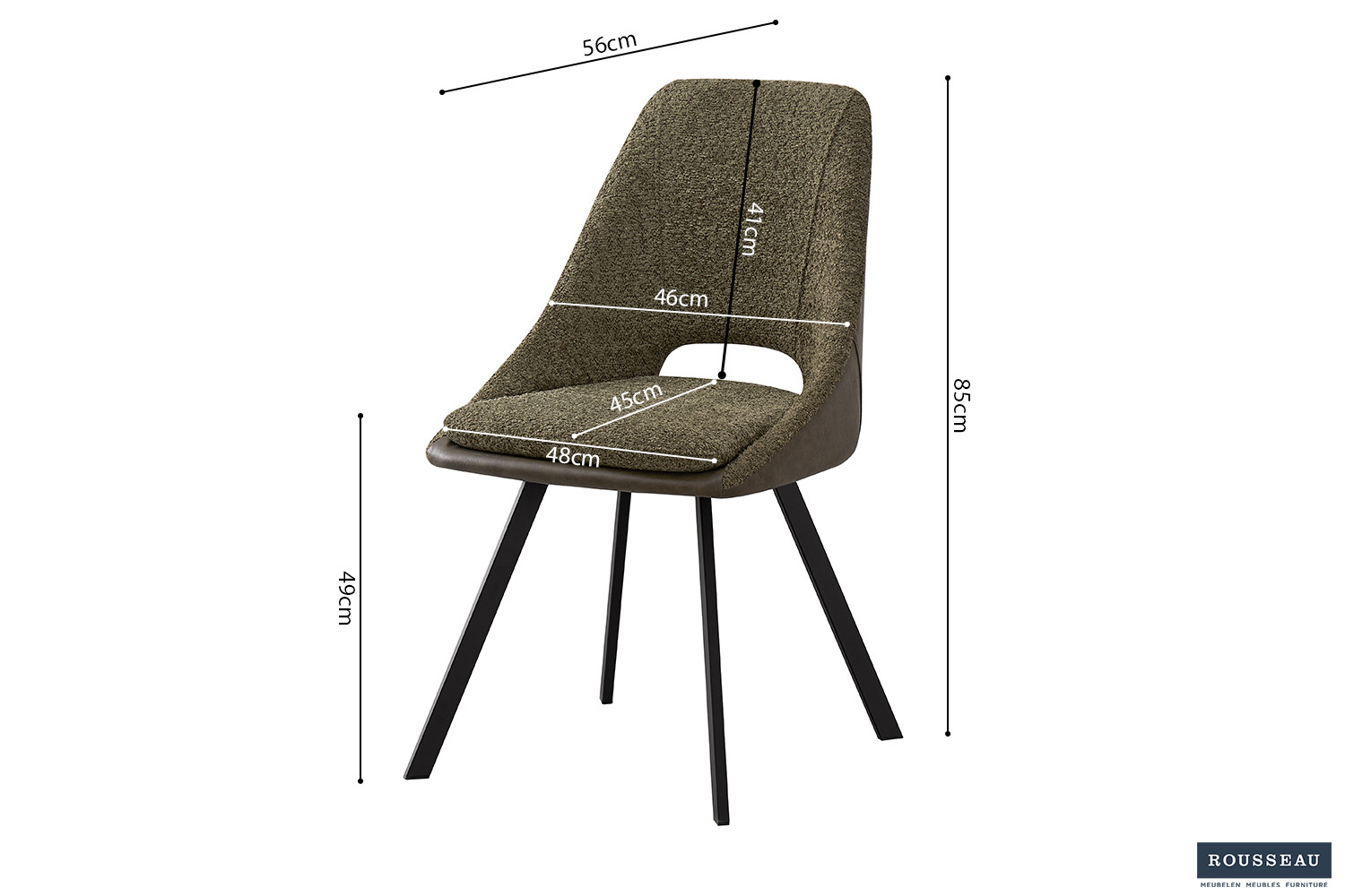 Chaise 'Filou' Bouclé Vert Dos PU Vert foncé – Image 9