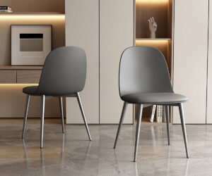 Chaise 'Jasmin' Assise PP Coussin PU Gris