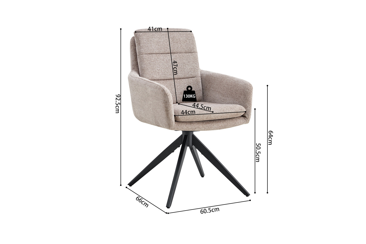 Chaise 'Lisold' Pivotant à 0 Tissu Fabb Raven 30 Sable – Image 9