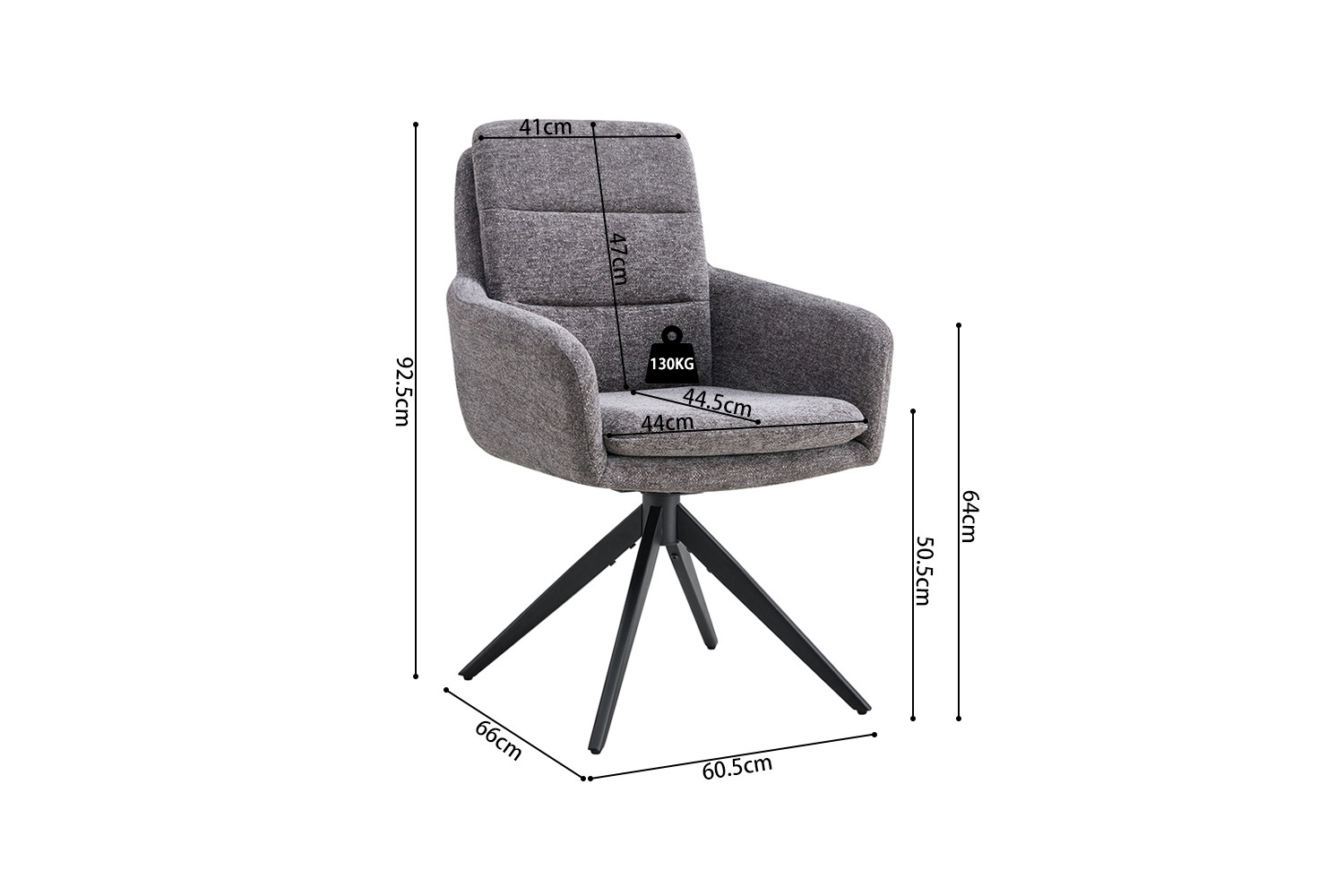 Chaise 'Lisold' Pivotant à 0 Tissu Fabb Raven 13 Gris foncé – Image 9