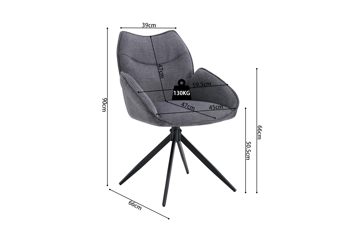 Chaise 'Mahi' Pivotant à 0 Tissu Ote Share 456 Gris foncé – Image 11