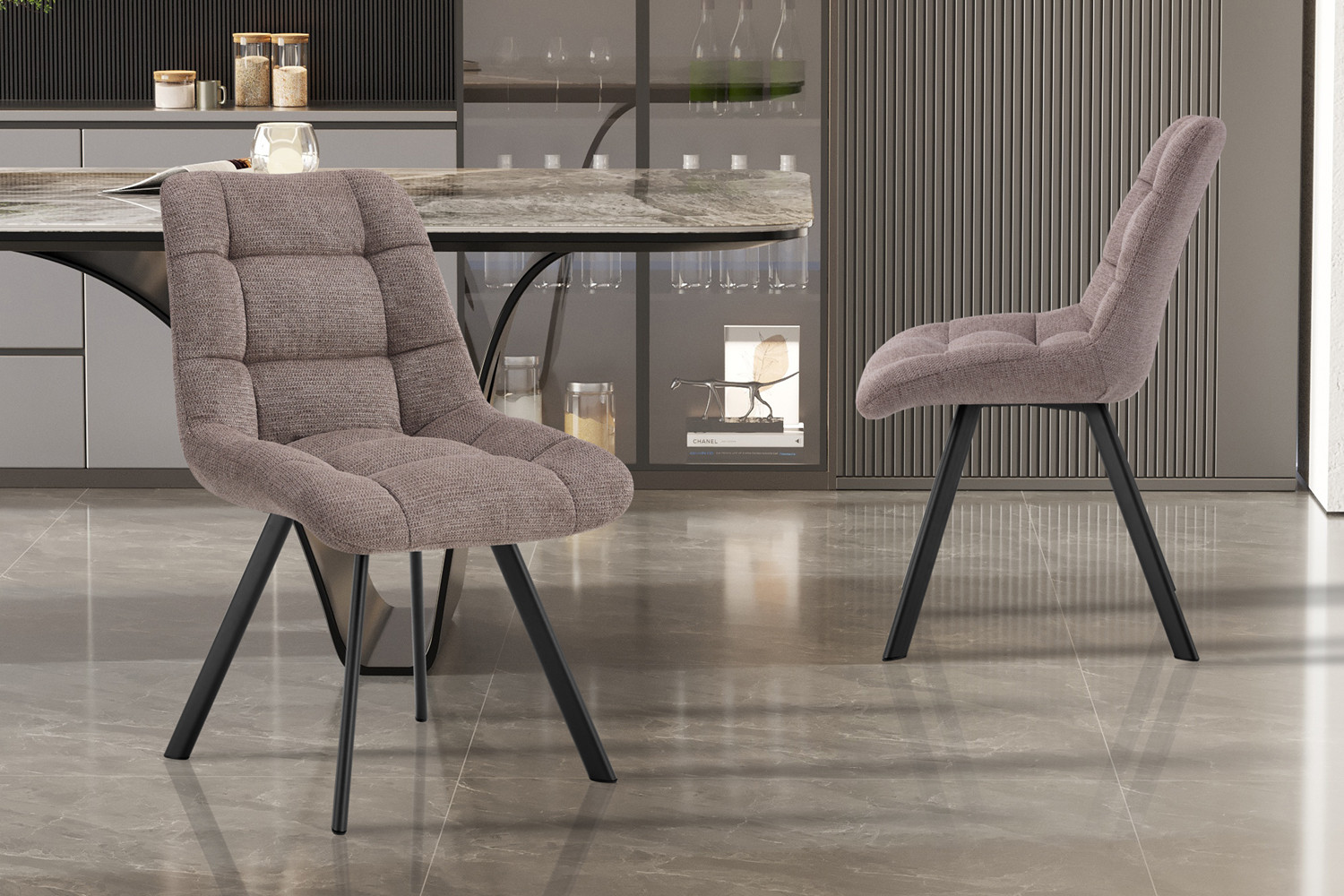 Chaise 'Lizzy' Tissu Ote Share 400 Poivre