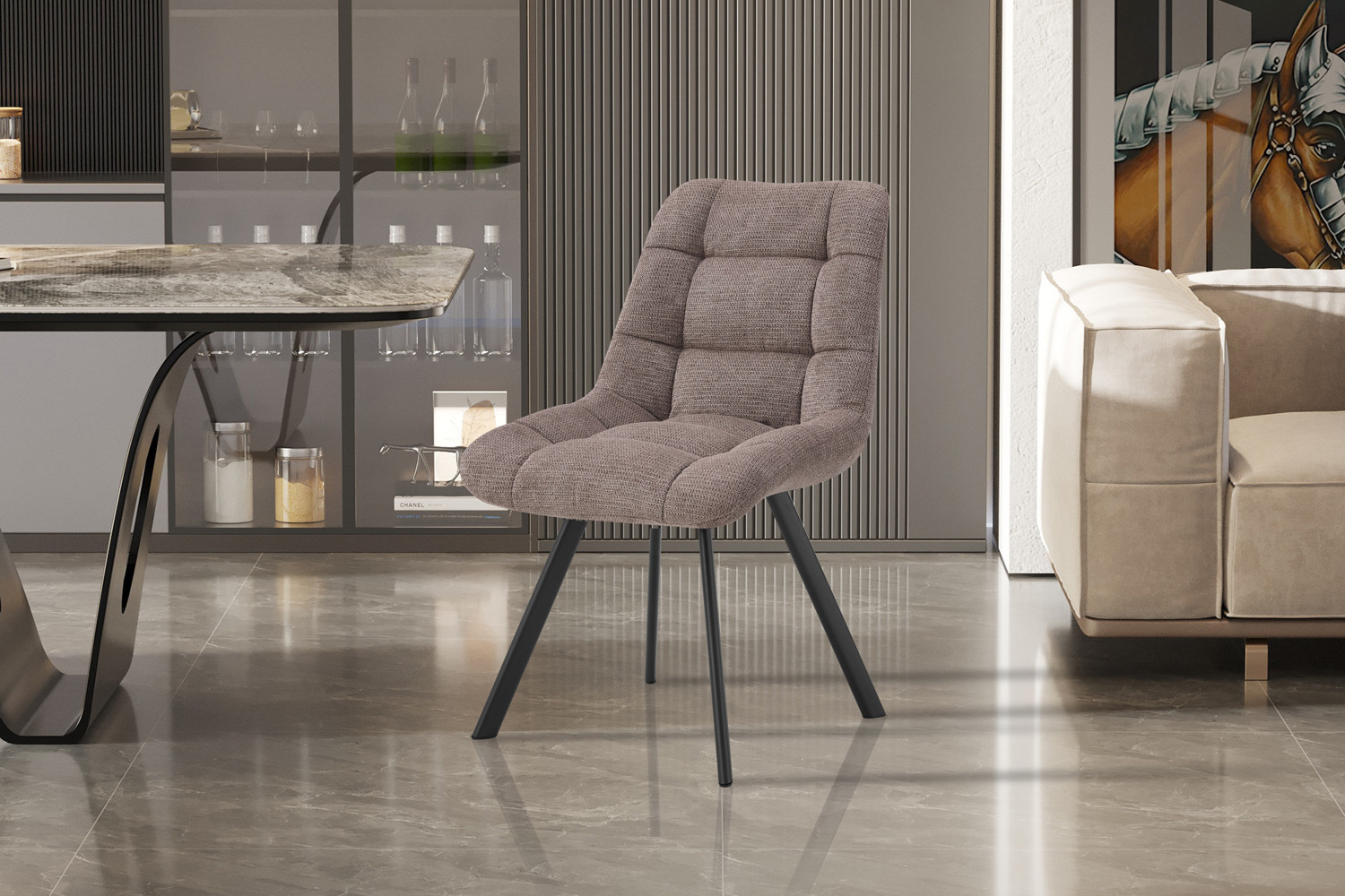 Chaise 'Lizzy' Tissu Ote Share 400 Poivre – Image 2