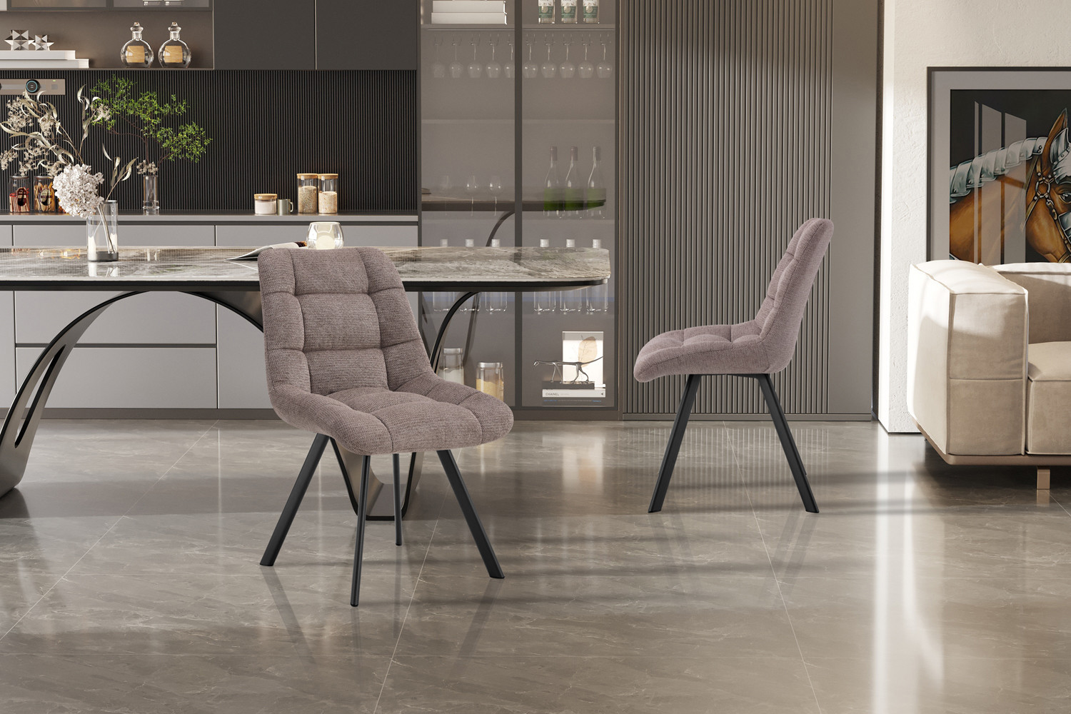 Chaise 'Lizzy' Tissu Ote Share 400 Poivre – Image 3