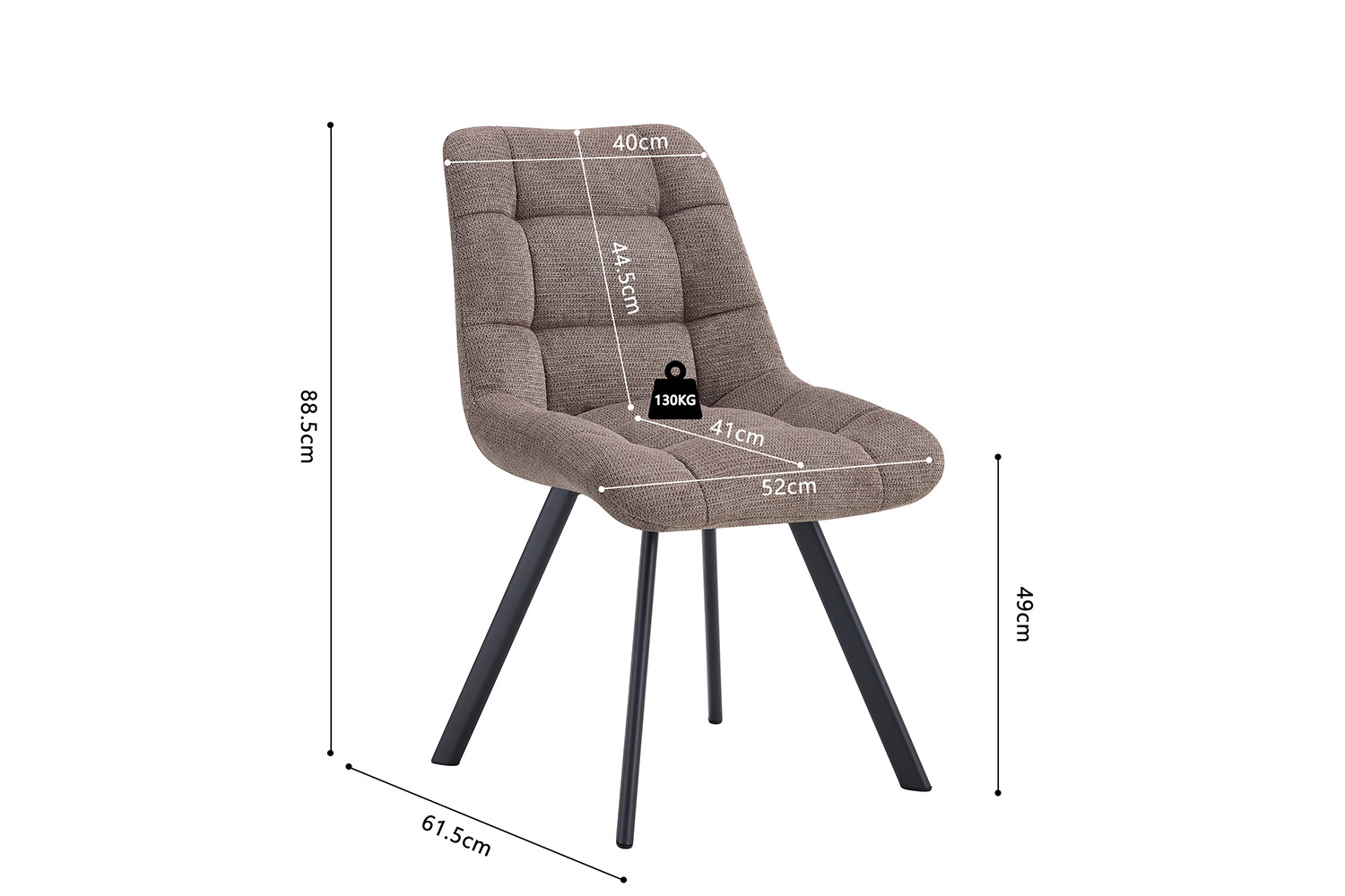 Chaise 'Lizzy' Tissu Ote Share 400 Poivre – Image 11