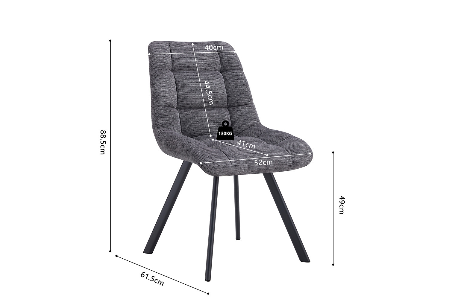 Chaise 'Lizzy' Tissu Ote Share 456 Gris foncé – Image 11