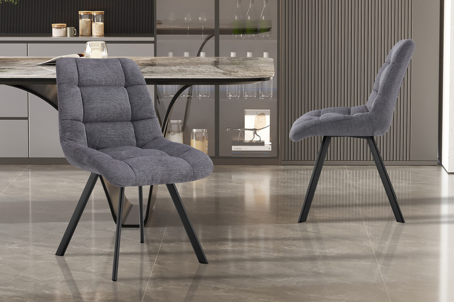 Chaise 'Lizzy' Tissu Ote Share 456 Gris foncé