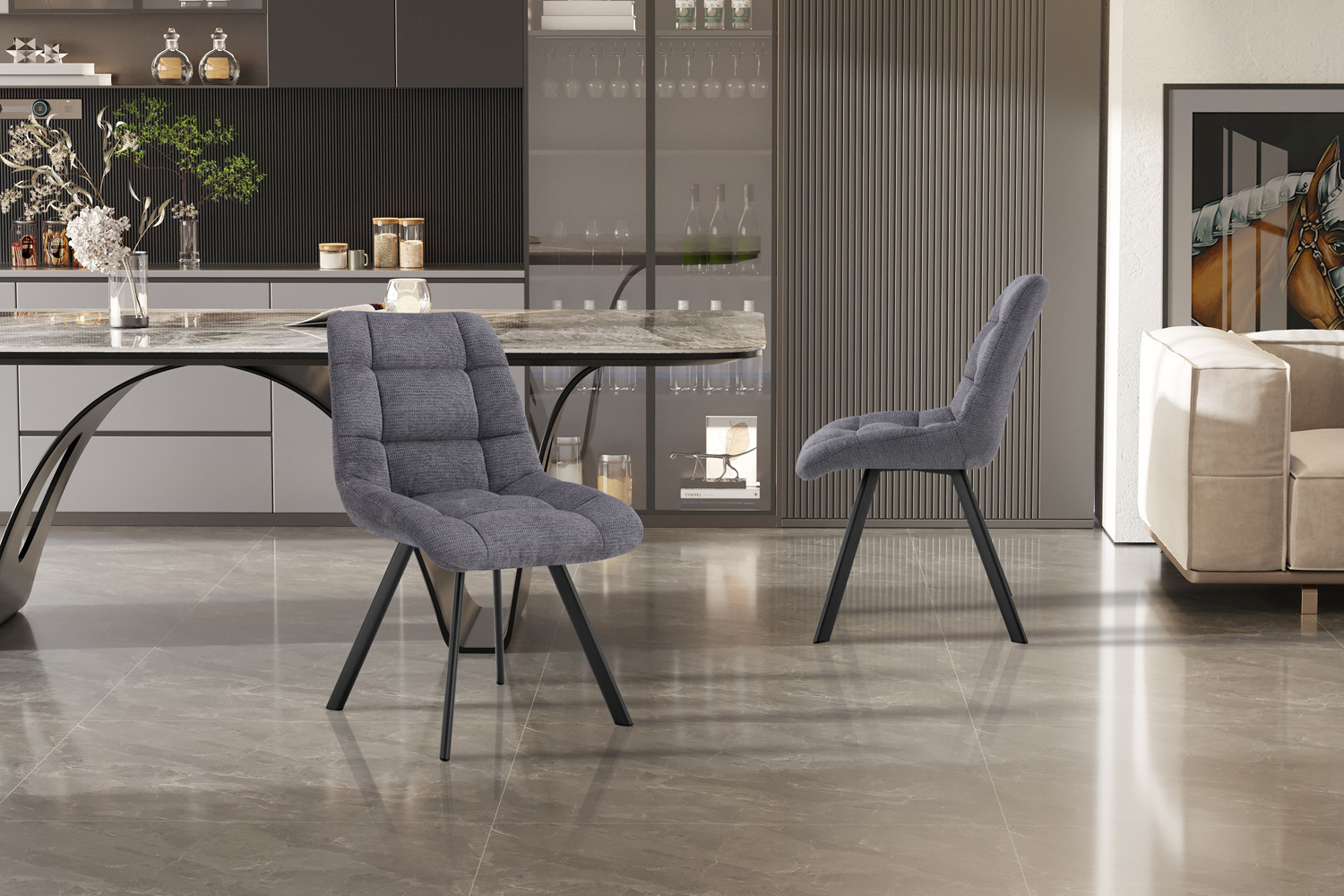 Chaise 'Lizzy' Tissu Ote Share 456 Gris foncé – Image 3
