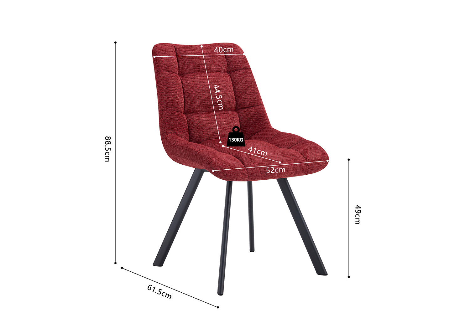Chaise 'Lizzy' Tissu Ote Share 230 Rouge – Image 11