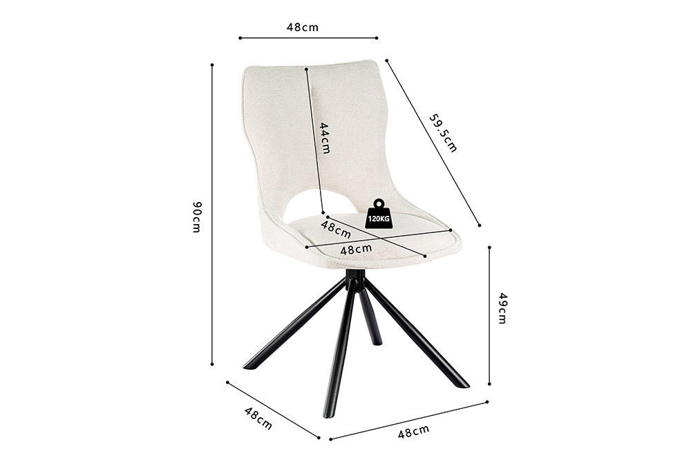 Chaise 'Mori' Pivotant à 0 Tissu Ote Share 101 Beige – Image 11